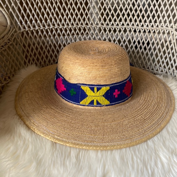 Vintage Accessories Vintage Straw Hat With Woven Ribbon Poshmark